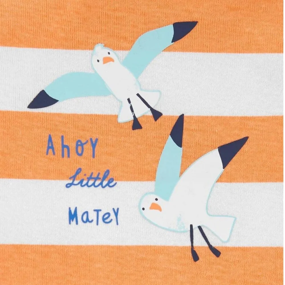 Carter's Boy's 'Ahoy Little Matey' 3 piece Set Orange & White Stripe Size NB NWT - Picture 2 of 10